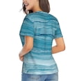 thumbnail image 3 of Vsdgher Teal Turquoise Fluid Stripes Women Shirts V Neck Short Sleeve Tops T-Shirt Basic Tees, S to 3XL3X-Large, 3 of 5