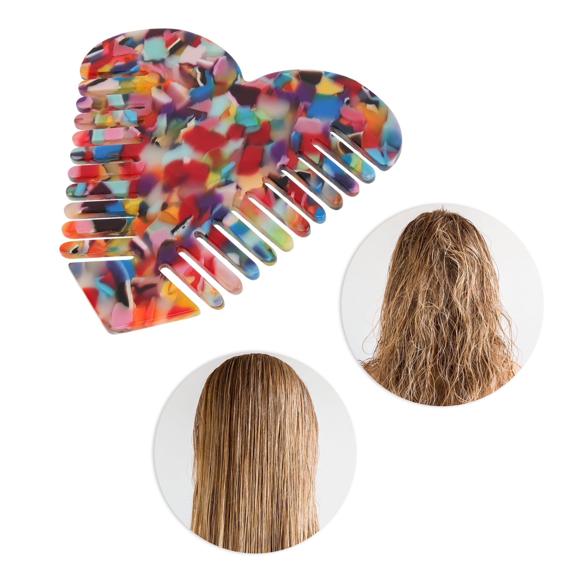 Unique Bargains 1 Pc Heart Shaped Hair Comb for Effortless Hair Care Styling Colorful