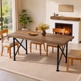 thumbnail image 6 of Solid Wood Dining Table for 4-6, 63 inch Industrial Rectangular Kitchen Table with Spacious Tabletop, Sturdy X-Shaped Metal Legs, Brown and Black, 6 of 10