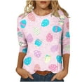 thumbnail image 2 of EQWLJWE 3/4 Sleeve Shirts for Women Easter Shirts Plus Size Cute Happy Easter Egg Bunny Graphic Tees Casual Solid Color Crewneck Lightweight Tops for Summer Spring Pink(S-5Xl), 2 of 5