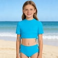 thumbnail image 6 of Laipiong Girls 2 Piece Bikini Swimwear High Waisted Solid Color Top and Bottom Swimsuits for Swimming and Beach Vacation Outfits, 6 of 6