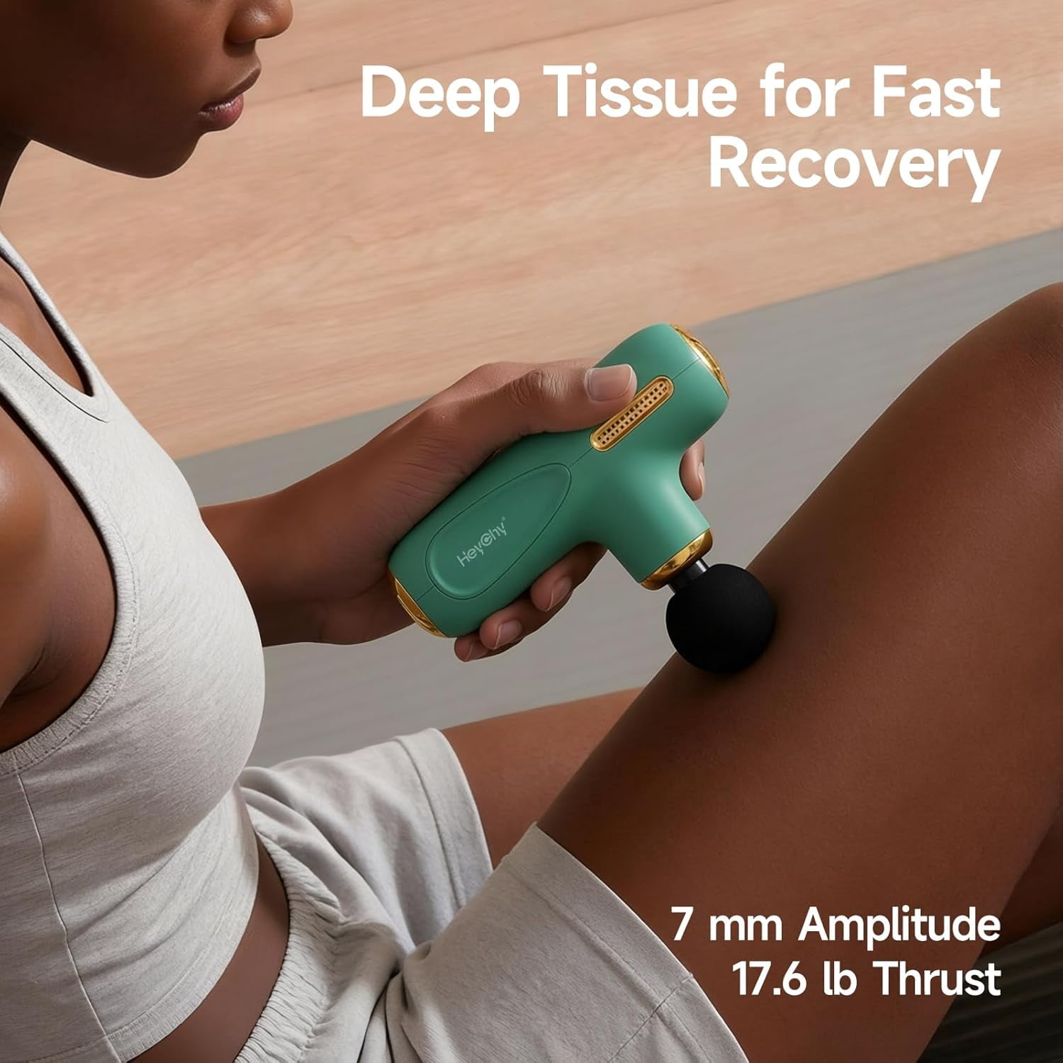 Super Mini Massage Gun Deep Tissue, Muscle Massager with 4 Heads, Portable Handheld Massager Quiet for Home Gym Travel Ideal for Men Women Green