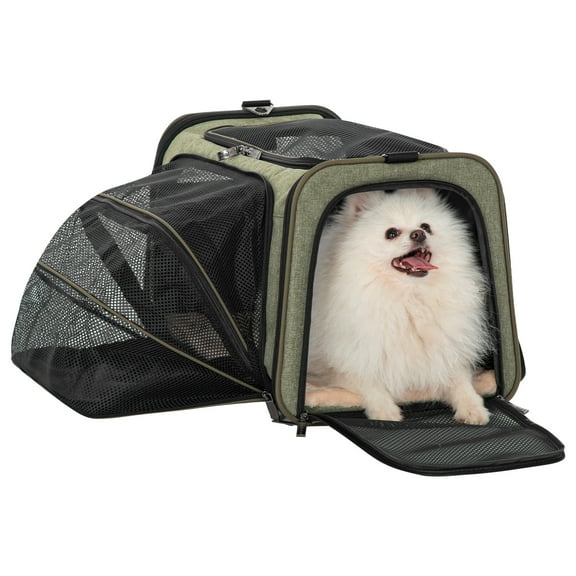 Petsfit Expandable Cat Carrier Dog Carrier, Soft-Sided Collapsible Portable Pet Carrier, Green