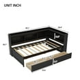 thumbnail image 2 of Harper & Bright Designs L-shaped Corner Bed Twin Size with Bookcases and Drawers, Wood Daybed with Power Outlets and USB Charging Ports, Espresso, 2 of 12