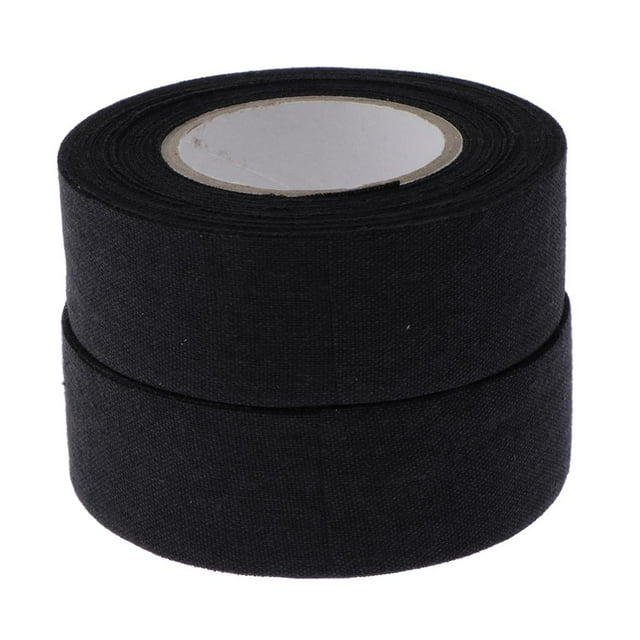 Ruban Adhésif Résistant à l'Usure pour Poignée de Hockey (2 Rouleaux, 1 Po X 11 Verges), 6 Couleurs au Choix, Noir 2 Pcs Noir