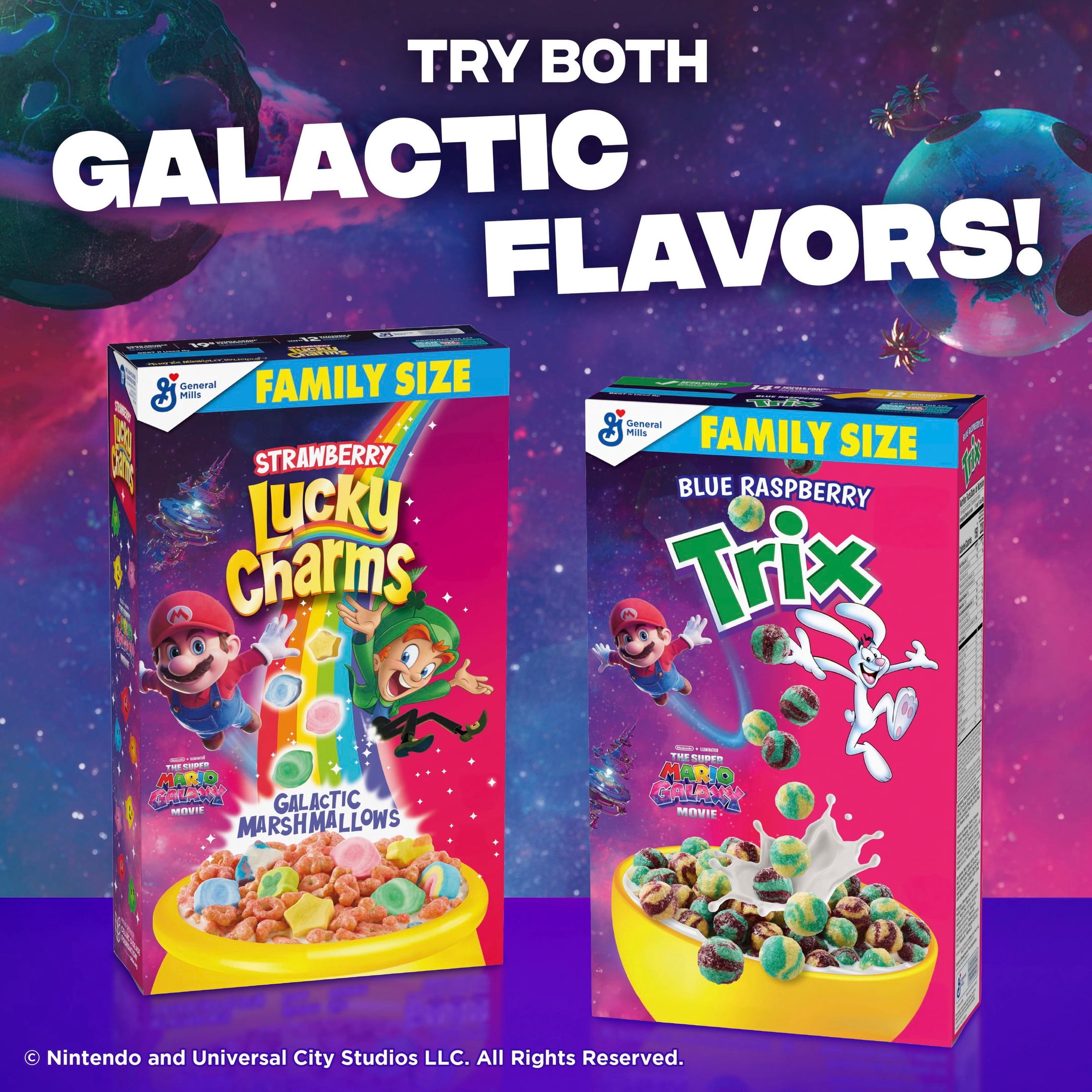 Trix Breakfast Cereal, Blue Raspberry, The Super Mario Galaxy Movie, Family Size, 16.6 oz