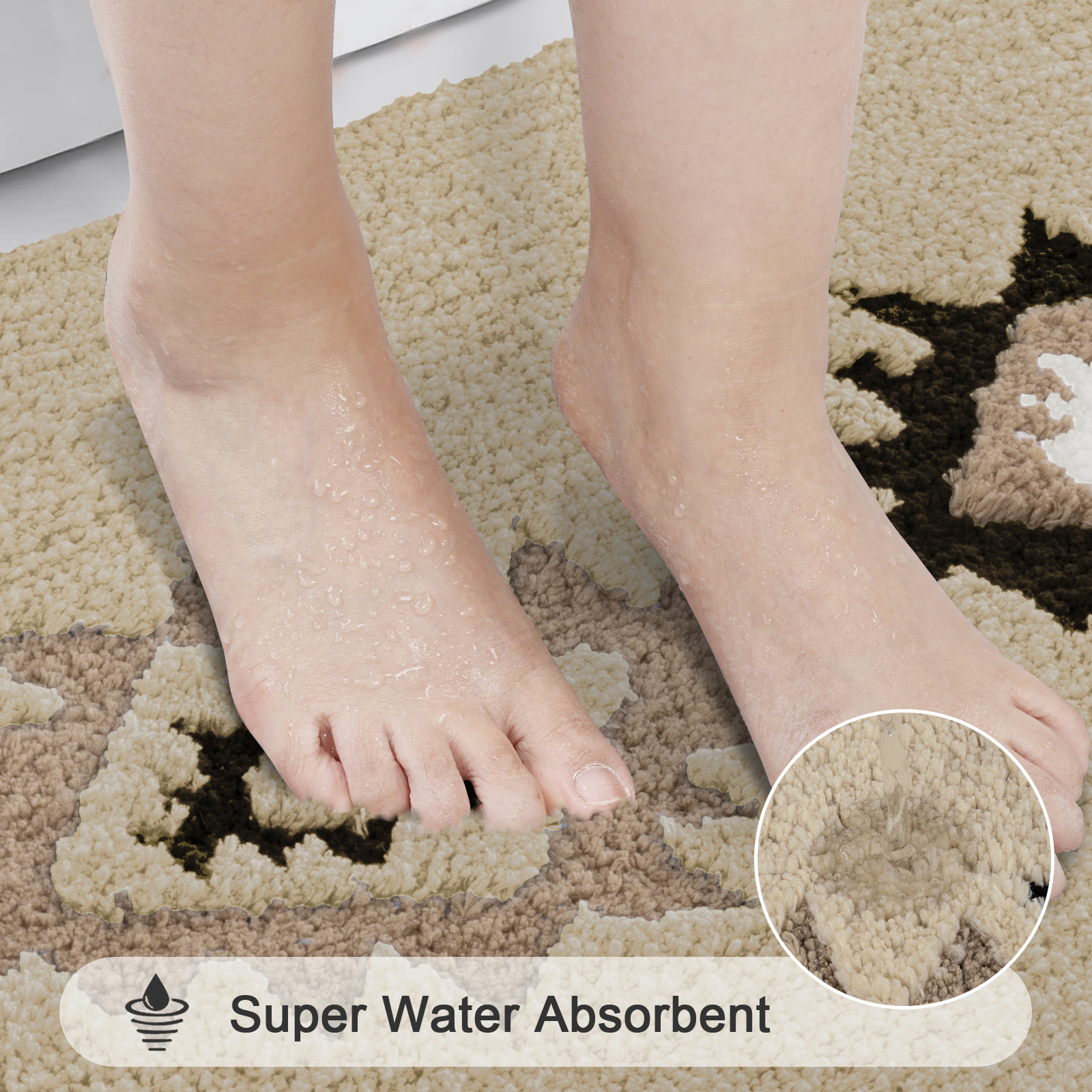 Bathroom Rugs Sets 4 Piece with Toilet Lid Cover, Non Slip Bathroom Mats Extra Soft Chenille Bath Rugs Absorbent Shaggy Rugs Perfect Plush Mats U-Shaped Toilet Rug and Toilet Cover Kitchen