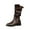 Brown, variant on Xfvqtps Womens Slouchy Knee High Boots with Buckles Chunky Low Heel Stacked Booties Round Toe Faux Leather Casual Winter Fashion Boots Brown