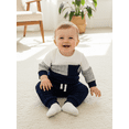 thumbnail image 3 of Gzhioc Infant Baby Boy Fall Outfits 0 3 6 12 18 24 Months Long Sleeve Crew Neck Knit Romper and Elastic Waist Jogger Pants Set, 3 of 9