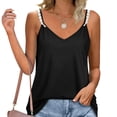 thumbnail image 2 of HAPIMO Women's Summer Tank Tops V-Neck Blouse Solid Color Print Tops Strappy Comfy Camisole Casual Loose Fit Camis Vest Sleeveless Shirts for Girls Discount Black L, 2 of 6