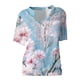 thumbnail image 4 of ICHUANYI Clearance Summer Tops For Women Short Sleeve Split Neck Flower Print Elegant Blouses With Chest Pocket(Pink, XXL) ICHUANYI WER2023081106560, 4 of 7