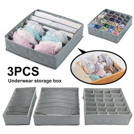 

HeYii 3Pcs Non-woven Fabric Foldable Underwear Bra Socks Drawer Organizer Storage Box