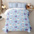 thumbnail image 2 of Feelyou Kawaii Halloween Ghost Bed Spread Queen, Boho Floral Flower Queen Coverlet Set, Blue, 3 Pieces, 1 Comforter and 2 Pillowcases, 2 of 7