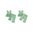 thumbnail image 4 of Loicainy Baby Toddler Girls 2 Piece Outfits 6 12 18 24 Months 2T 3T 4T 5T Plaid Sleeveless Round Neck Ruffled Tops and Pants Kids Clothes Set, 4 of 9