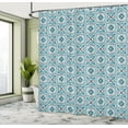 thumbnail image 4 of Ambesonne Vintage Shower Curtain, Moroccan Floral Ornaments, 69"Wx84"L, Sky Blue and Dried Rose, 4 of 4