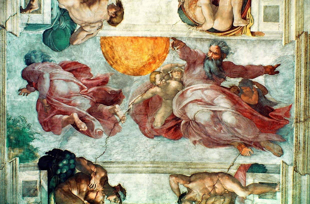 Michelangelo Creation Of The Sun And Moon 16th Glossy Poster