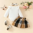thumbnail image 4 of WENXIAOO Christmas Plaid Skirt Set for Toddler Girls Ruffles Long Sleeve Ribbed Knit Tops Plaid Mini Skirt Christmas Skirt Set for Infant Girls 9-12 Months, 4 of 4