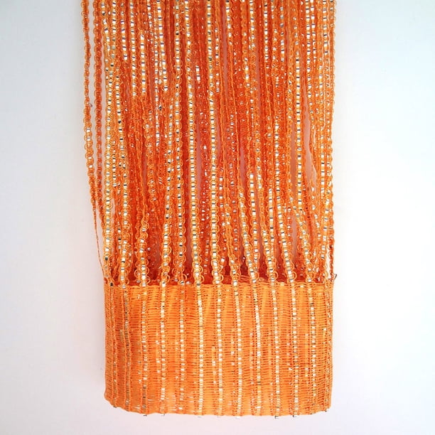 Xiao Hua Paquete de 2 cortinas de 99 x 199 cm para puertas, divisores de ambientes, decoración hippie, cortinas colgantes con cuentas para dormitorio, armario, puerta, color naranja