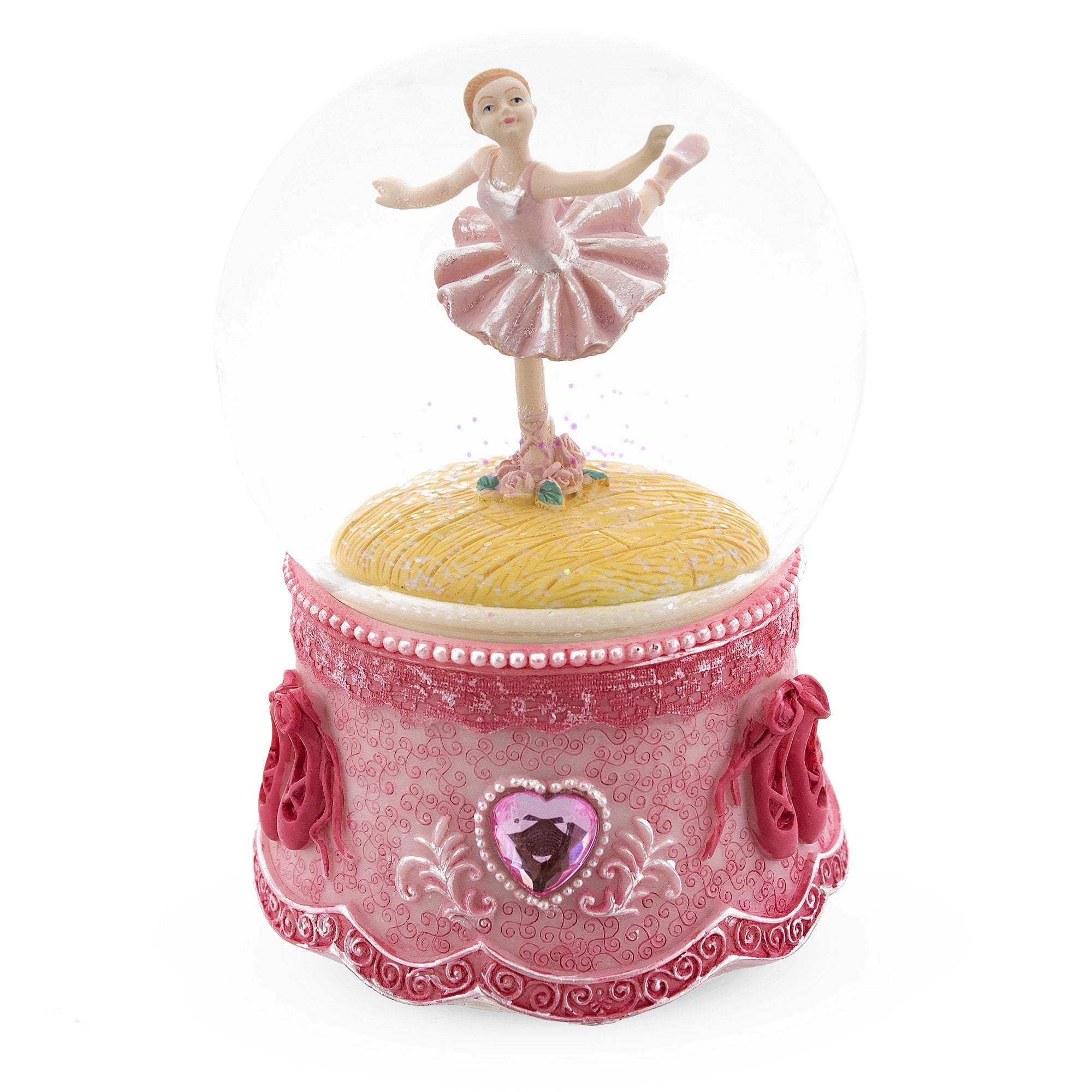 BestPysanky Spinning Ballerina in Pink Snow Globe