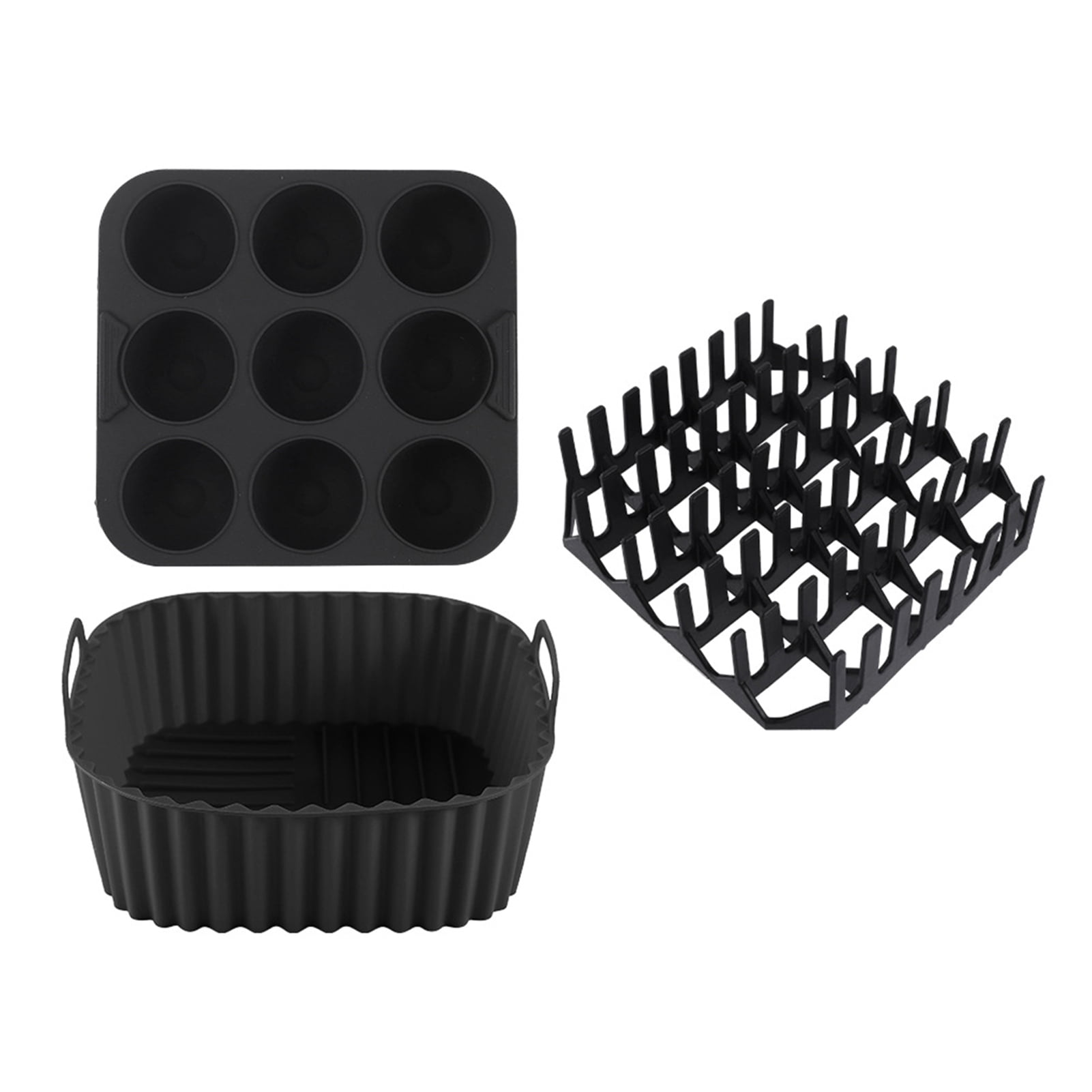 tasrioml Air Fryer Silicone Basket Liners Large Square Oven Pan BBQ Grill Reusable Cake Molds for Hot Dogs Bacon Jelly