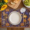 thumbnail image 4 of Orange Purple Spring Floral Placemats Set of 8, Vintage Botanical Summer Flower Placemats for Dining Table, Place Mats for Kitchen Tabletop, Waterproof Wipeable Dining Table Mats Set, 4 of 9