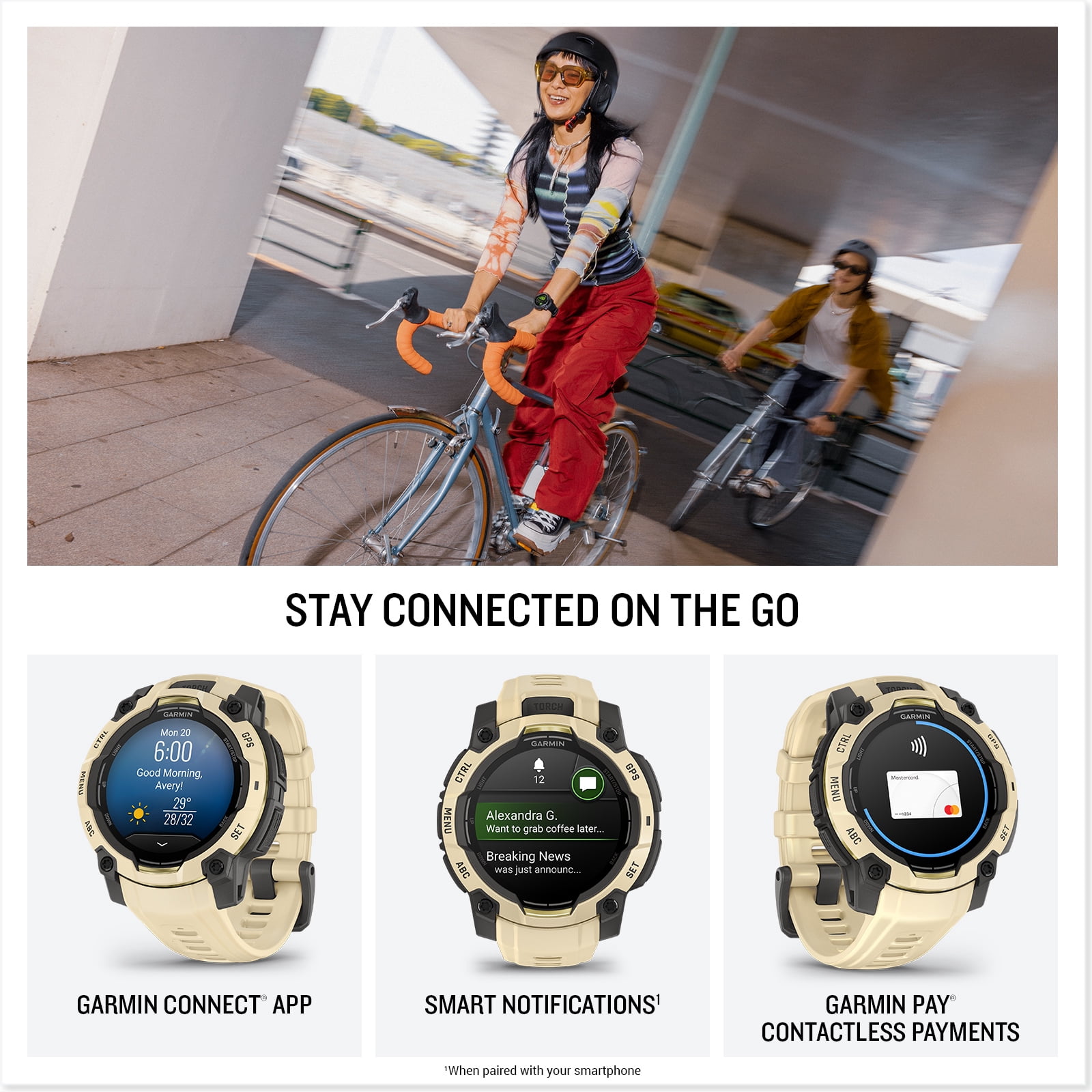 Garmin Instinct 3 - 45 mm, AMOLED Display, 18 Day Battery, Rugged Outdoor GPS Smartwatch, Built-in Flashlight, Alpine Rush Collection Limited Edition Color, Citrine with Citrine Band Bundle