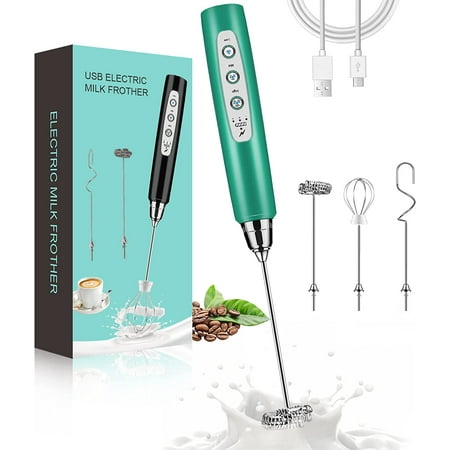 

Handheld Milk Frother for Coffee Rechargeable Electric Whisk with 3 Heads 3 Speeds Drink Mixer Foam Maker For Latte Cappuccino Hot Chocolate Egg - Silver