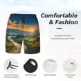 thumbnail image 2 of Kdxio Sunflowers At Sunset Print Men's Swim Trunks with Compression Liner 7 Inch Inseam Quick Dry Swim Shorts, 2 of 5