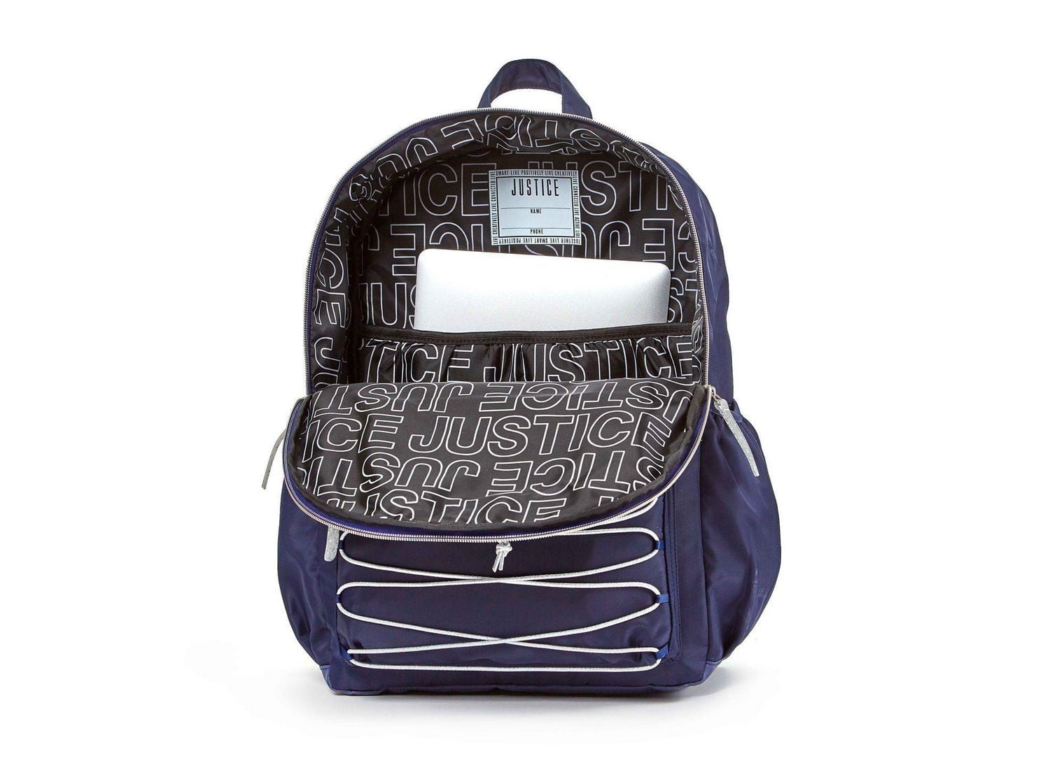 Justice™ Brand Girls Nylon Multi Compartment 17” Backpack With Glitter Logo And Zipper Pulls