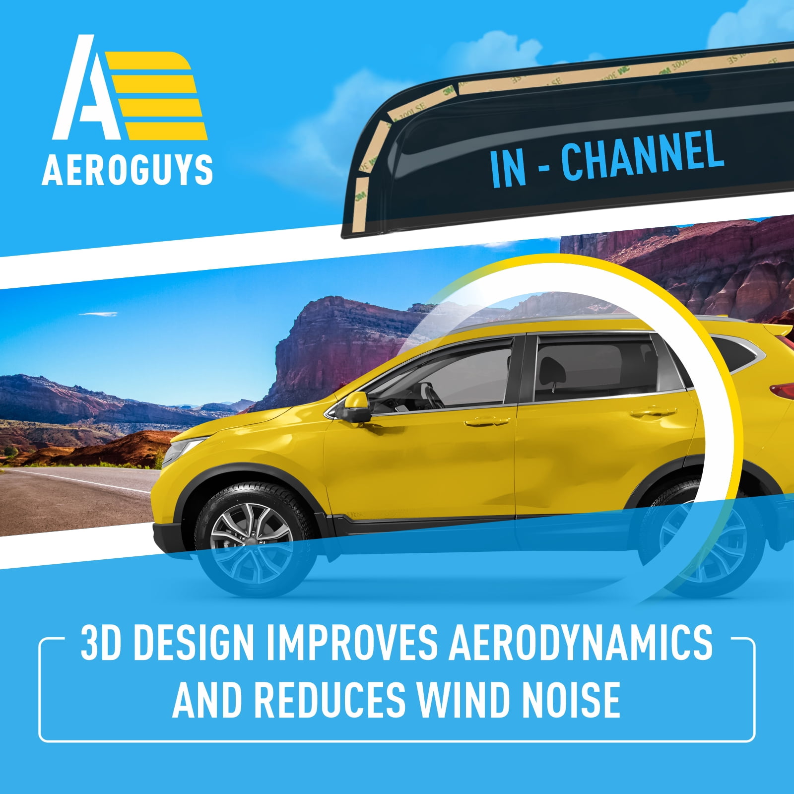 AEROGUYS in-Channel Window Deflectors Extra Durable Window Visors Rain Guards Fit for Honda CR-V 2017-2022, Sun Visors, Wind Deflectors, Vent Visors, Car Accessories - 4pcs. AG0479