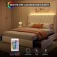thumbnail image 5 of TROPOW Queen Bed Frame,with 4 Storage Drawers and RGB Led Lights, Velvet Platform Bed Frame with Wingback Headboard, No Box Spring Needed, Noise Free, Easy Assembly,Beige, 5 of 7