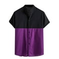thumbnail image 2 of SwiftWear Men Short Sleeve Cotton Linen Stand-up Collar Casual Mens Shirts Black M, 2 of 4