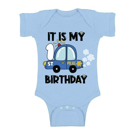 

Awkward Styles My 1st Birthday Baby Bodysuit Police Car Romper Future Policeman Top