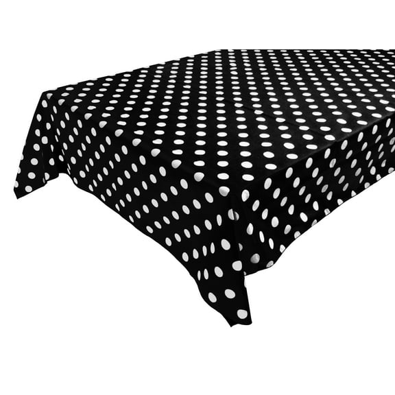 Cotton Tablecloth Polka Dots Print / White Dots on Black