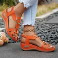 thumbnail image 4 of Rokment Women's Orthopedic Wedge Dressy Sandals with Arch Support Comfortable Platform Walking Summer Shoes Fashion Casual Metal Buckles Mules Slingback Mid Heels Dress Footwear Orange Size 7.5, 4 of 7