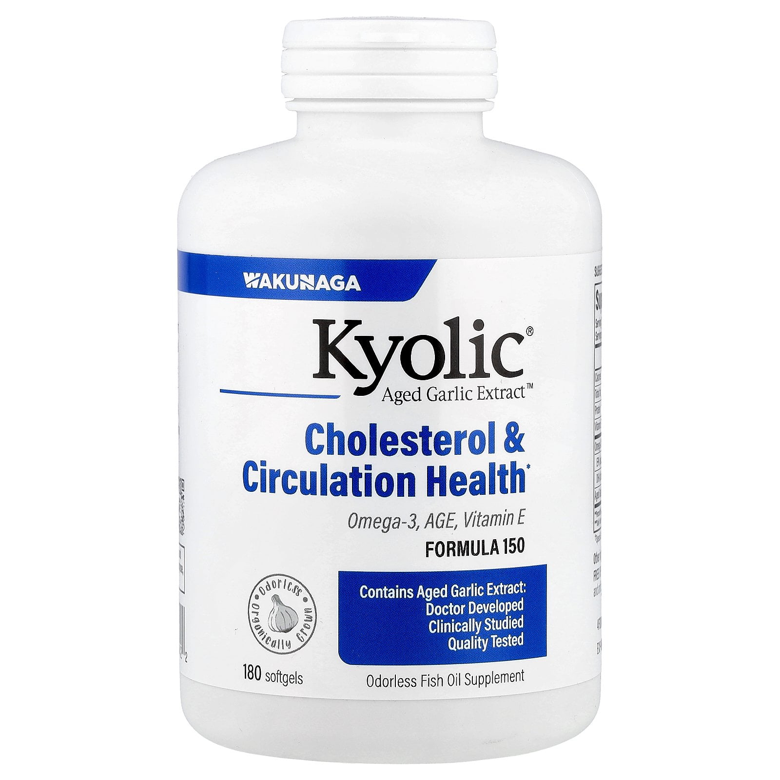 Kyolic Aged Garlic Extract Formula 150, Cholesterol Circulation Health, 180 softgels