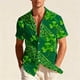 thumbnail image 1 of Blusa y camisa hawaiana de manga corta con cuello vuelto para hombre, camisa unisex de verano para playa, informal, de manga corta, con botones, ropa estampada para el Día de San Patricio, blusa para, 1 of 8