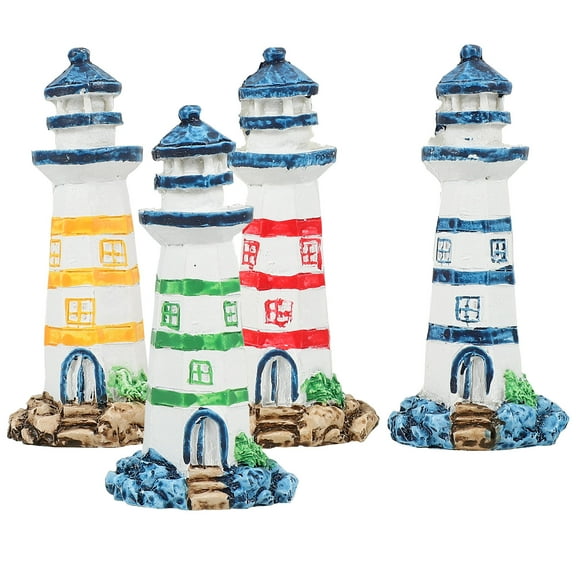 DRAFIDEEP Miniature Lighthouse Decor 4Pcs Resin Figurines For And Hobbyists In Assorted Color