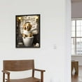 thumbnail image 4 of HENGT Funny Dog Bathroom Decor Wall Art Black and White Bathroom Wall Decor Golden Retriever Pictures Canvas Print Artwork Dog In The Toilet Bathroom Decor With Black Vintage Wood Framed, 4 of 4
