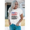 thumbnail image 2 of POGLIP Women's White US Flag Pattern Printed Crew Neck Graphic Tee, 2 of 6