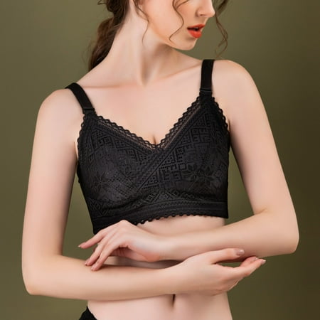 

Pntutb Clearance Bras for Ladies No Steel Ring Lace Appear Small Adjustment Lift Bra Women Underwear Black S