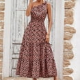 thumbnail image 2 of USSUMA Summer Dresses for Women 2022 Beach Bohemian Floral Tiered Maxi Dress Womens Boho Summer One Shoulder Sleeveless Beach Party Long Sun Dress, 2 of 8
