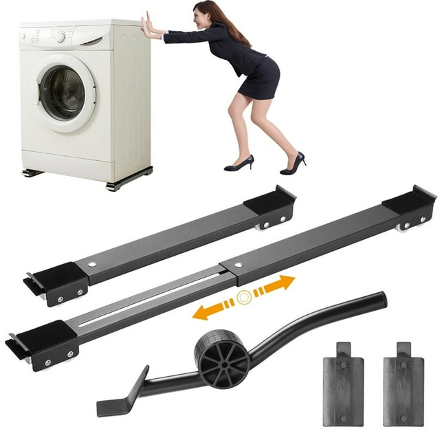 Base de Laveuse avec Frein, Support Mobile Réglable pour Réfrigérateur 18,3 Pouces-28,3 Pouces, Base à Roulettes pour Meubles avec 24 Roues, Support Télescopique pour Sécheuse en Acier Inoxydable