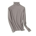 thumbnail image 4 of MESSUEN Turtleneck Tops for Women Long Sleeve Undershirt for Women Fitted Shirts for Women Shirts Women Cotton Sweatshirts for Women Long Sleeve Shirts Womens Sweat Shirts Gray S, 4 of 5
