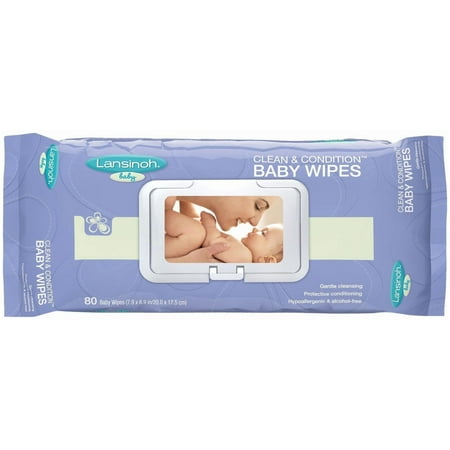 Lansinoh Baby Clean & Condition Baby Wipes, 80 count