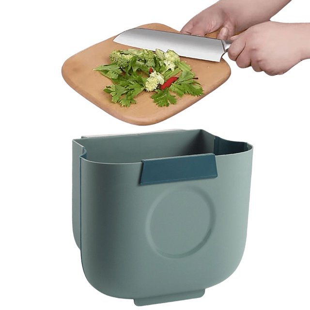 Bsvklp Bote Basura para en La Pared Debajo Del Fregadero Contenedor Residuos Alimentos Con Raspador (6L Verde)