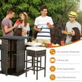 thumbnail image 4 of GVN 5 Pieces Patio Rattan Bar Table Stool Set Hidden Storage Shelf Cushioned-White, 4 of 10