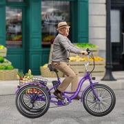 MOONCOOL 24/26 Electric Tricycle for Adults, 700W Peak Motor,7 Speeds Electric Trike w/ 36V 10.4Ah Removable lithium battery,3 Wheels Unisex Electric Bikes,16MPH,40Miles