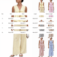 thumbnail image 3 of Striped Sleeveless Outfit, High Waist Striped Tie Belt Sleeveless Vest Set Lightweight Striped Tie Front Wide Leg Pants Set Striped Sleeveless Lace up Vest, Red L, 3 of 8