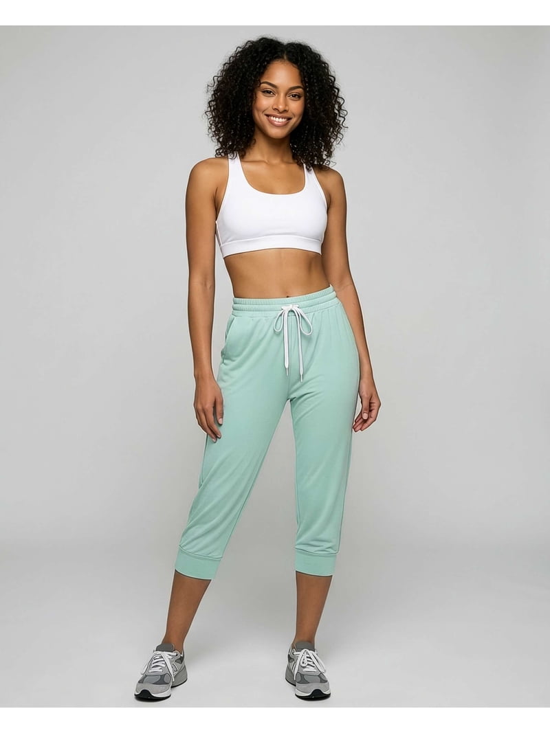 Real Essentials, Women's Capri Joggers, 3-pack, Plus Size